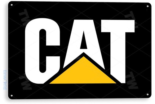 Heavy Equipment Sign - Letrero Metálico con Diseño de Gato