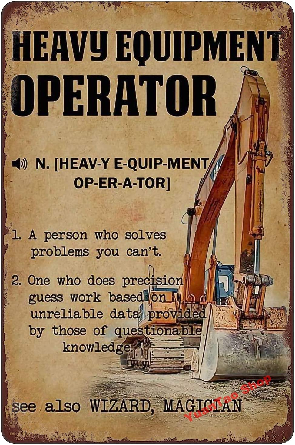 Letrero de metal divertido con - Heavy Equipment Sign reseña y precio