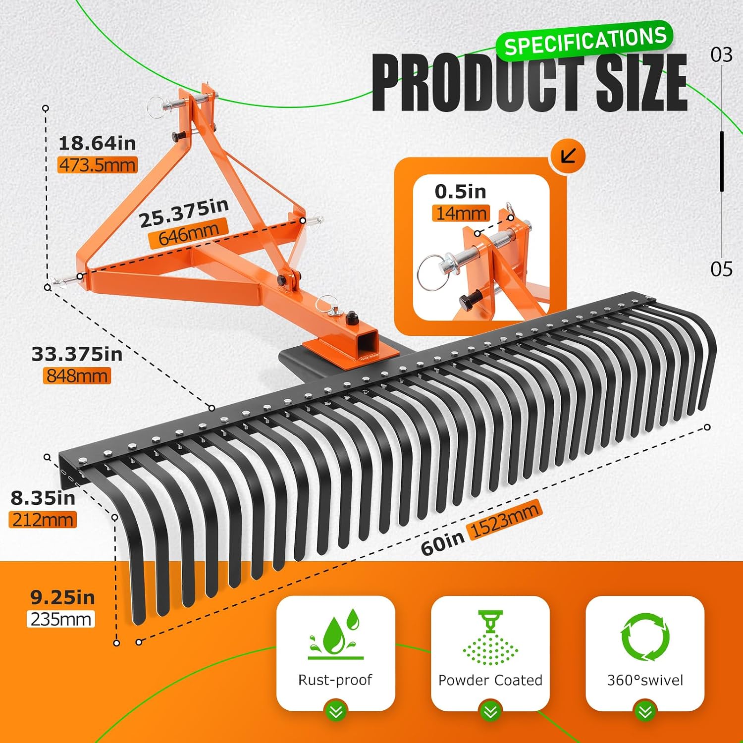 Rastrillo de paisajismo remolc - Heavy Equipment Landscaping reseña y precio
